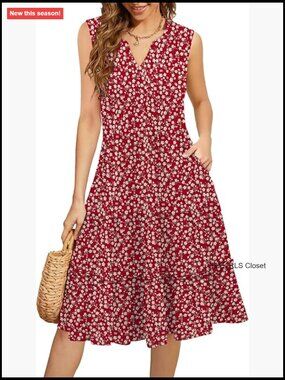 Soft Sleeveless Midi Sun Dress with Pockets and Ruffles